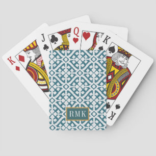 Jeu De Cartes Motif bleu du monogramme   Amadora