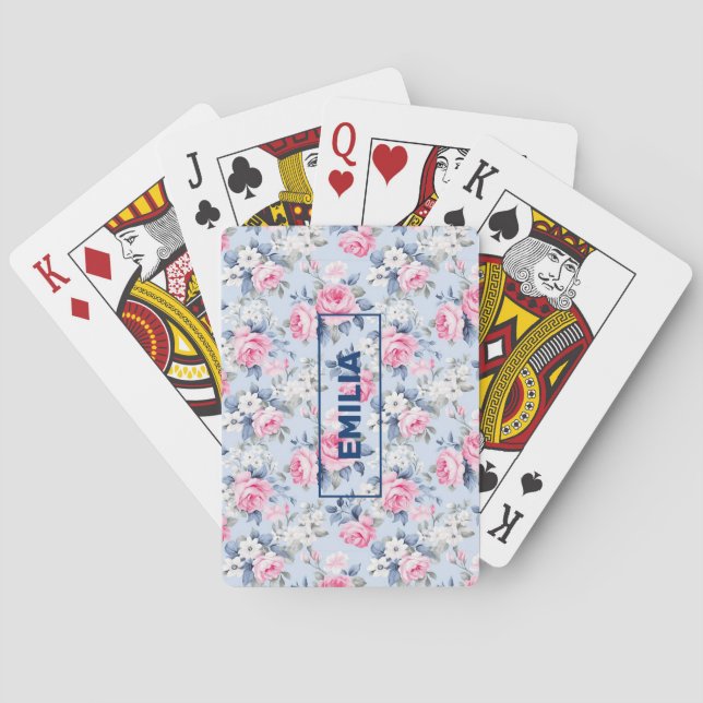Jeu De Cartes Motif Chic Pastel Pink Roses Shabby (dos)
