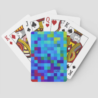 Jeu De Cartes Motif cool 8 bits Geeky Blue Red Monogramme