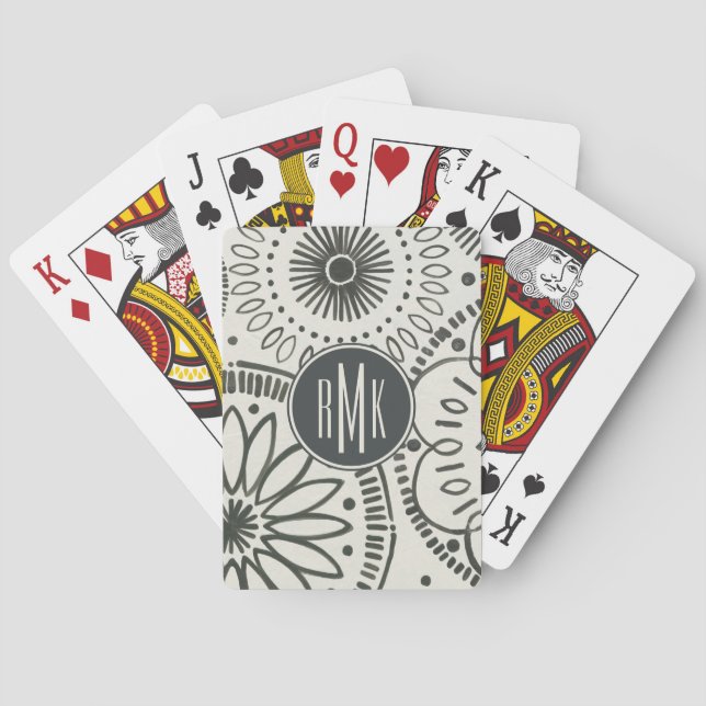 Jeu De Cartes Motif d'abrégé sur le monogramme | Kami (dos)