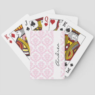 Jeu De Cartes Motif Damas, Damas Rose, Votre Nom