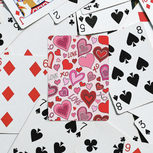 Jeu De Cartes Motif d'amour de cœurs roses rouges mignons
