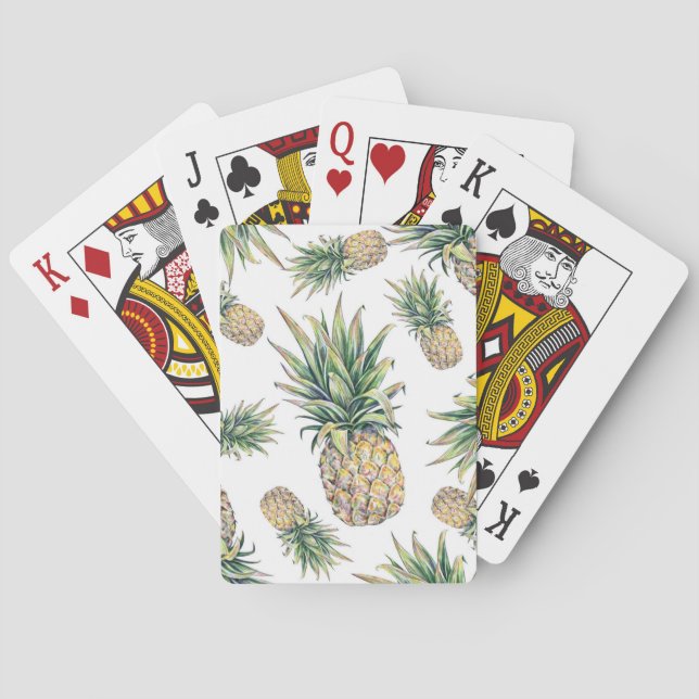 Jeu De Cartes Motif d'ananas d'aquarelle (dos)