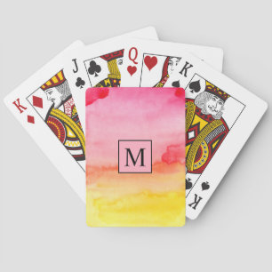 Jeu De Cartes Motif d'aquarelle Abstrait moderne avec Monogramme
