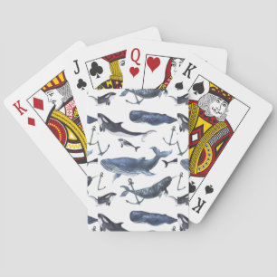 Jeu De Cartes Motif de baleine et d'Ancre d'aquarelle