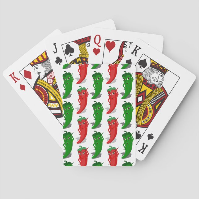 Jeu De Cartes Motif De Cartoon Rouge Et Vert Pepper Divas (dos)