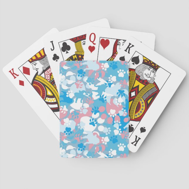 Jeu De Cartes Motif de chamouflage rose et bleu (dos)