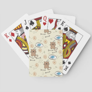 Jeu De Cartes motif de chat et de poisson