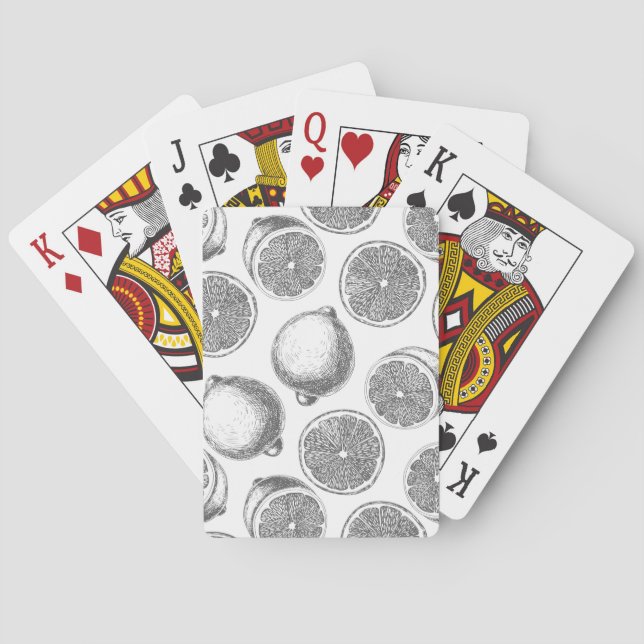 Jeu De Cartes Motif de citron à main (dos)