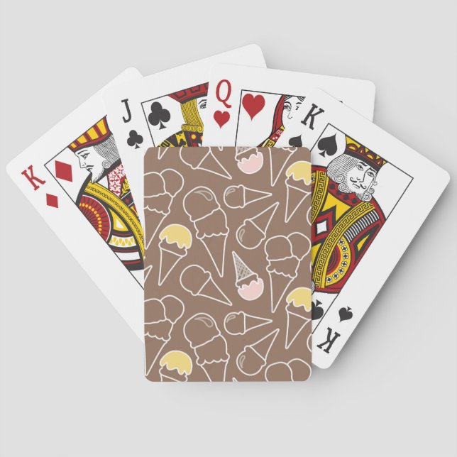 Jeu De Cartes Motif de cône de crème glacée Brown (dos)