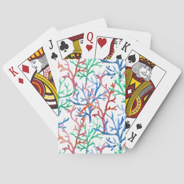 Jeu De Cartes Motif de corail aquarelle (dos)