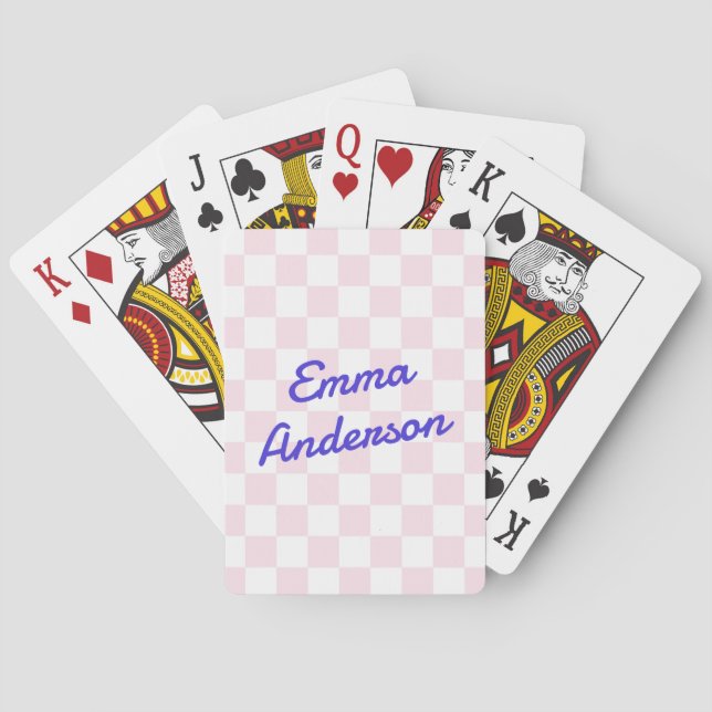 Jeu De Cartes Motif de damier blanc rose clair (dos)