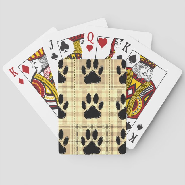 Jeu De Cartes Motif De Dessin De Chien Paw À Sepia (dos)