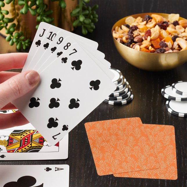 Jeu De Cartes Motif de feuille botanique en terre cuite orange (Créateur téléchargé)