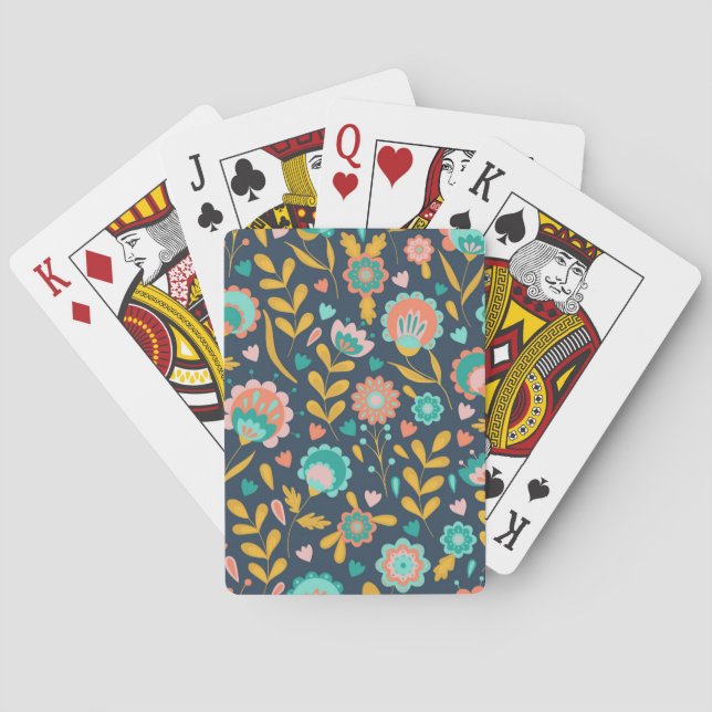 Jeu De Cartes Motif de fleur d'art populaire (dos)