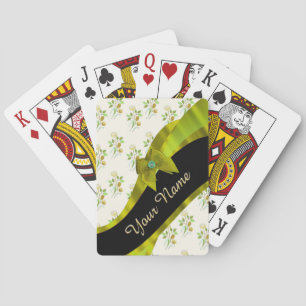 Jeu De Cartes Motif de fleur floral vintage assez vert