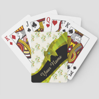 Jeu De Cartes Motif de fleur floral vintage assez vert