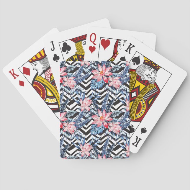 Jeu De Cartes Motif de fleur tropical de Lotus (dos)