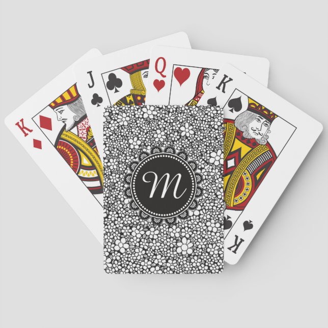 Jeu De Cartes Motif de fleurs à main (dos)