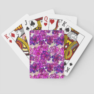 Jeu De Cartes Motif de fleurs abstrait de rose et de pourpre
