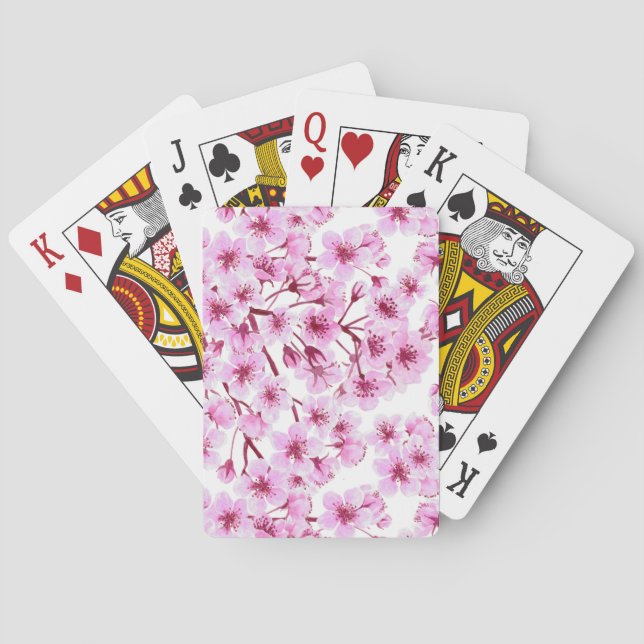 Jeu De Cartes Motif de fleurs de cerisiers (dos)
