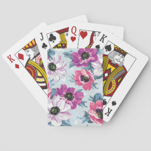 Jeu De Cartes Motif de fleurs de couleur d'élégance sur le bleu
