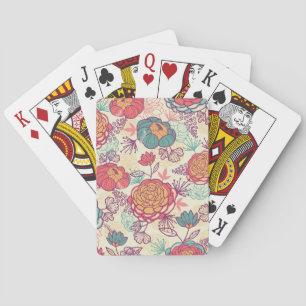 Jeu De Cartes Motif de fleurs et de feuille de pivoine