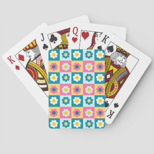 Jeu De Cartes Motif de fleurs pastel colorées Rétro Mignon 
