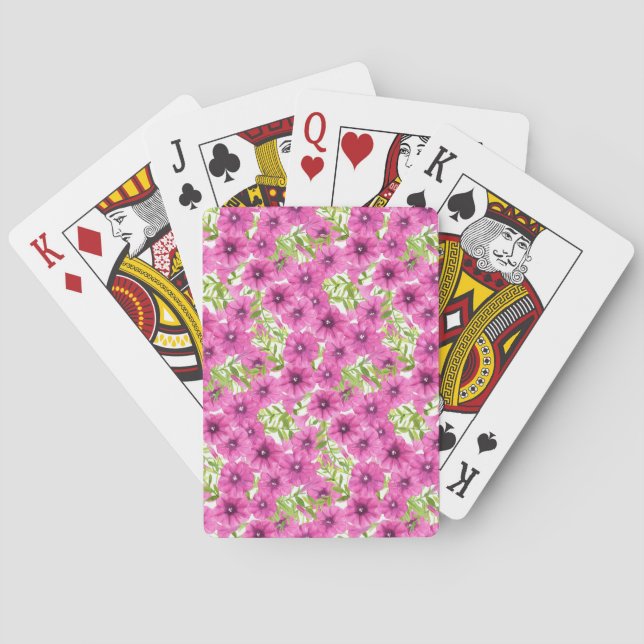 Jeu De Cartes Motif de fleurs pétunia rose (dos)