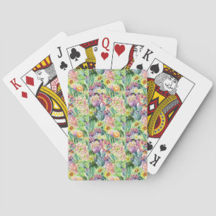 Jeu De Cartes Motif de floraison exotique de cactus d'aquarelle