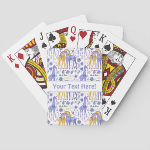 Jeu De Cartes Motif de girafes jaunes Turquoises violettes de Wh