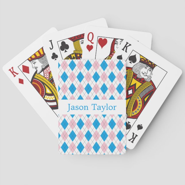 Jeu De Cartes Motif de Jacquard blanc rose personnalisé (dos)