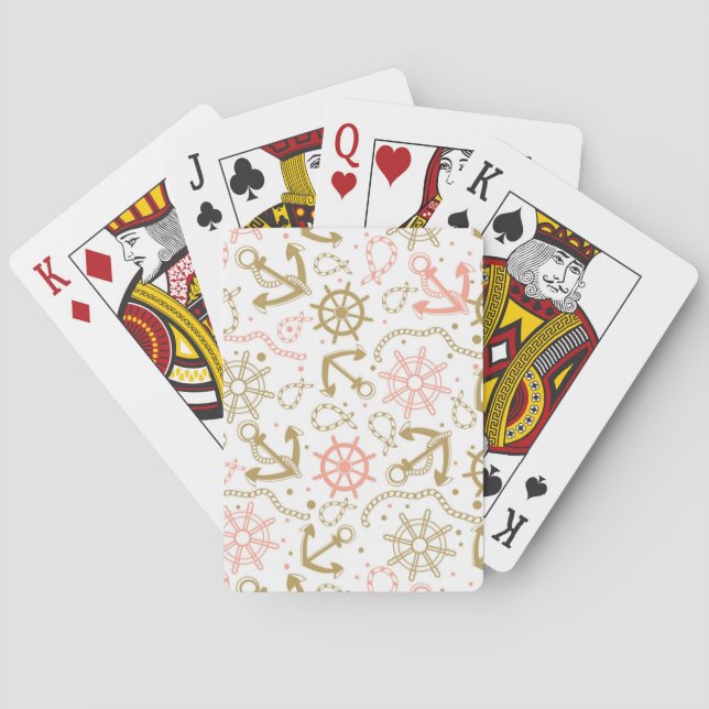 Jeu De Cartes Motif de la Ancre d'or (dos)