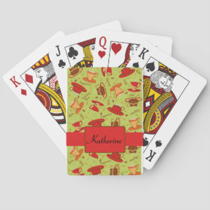 Jeu De Cartes Motif de la Coupe du Café Noir & Rouge Personnalis