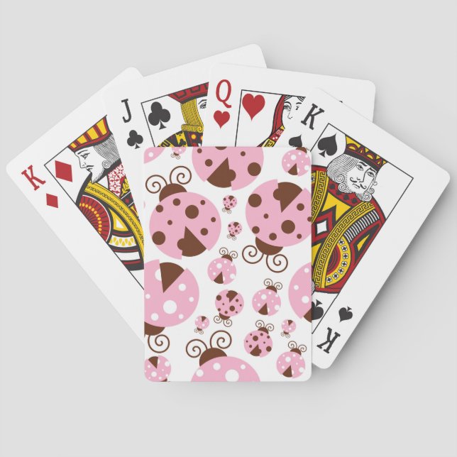 Jeu De Cartes Motif De Ladybugs, Mignons Ladybugs, Pink Ladybugs (dos)