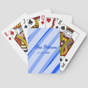 Jeu De Cartes Motif de lignes rétro boho avec nom date pastel bl