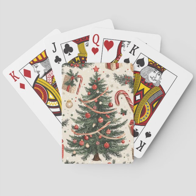 Jeu De Cartes Motif de Noël floral Poinsettia (4) (dos)