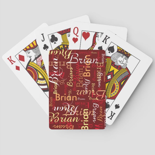 Jeu De Cartes Motif de nom rouge foncé (dos)