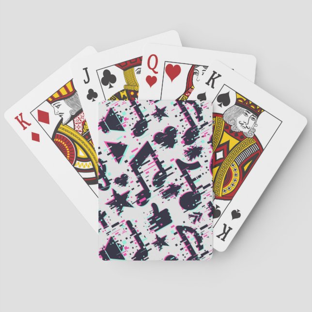 Jeu De Cartes Motif de notes musicales et de coeurs déformés (dos)
