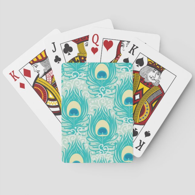 Jeu De Cartes Motif de plumes de paon (dos)