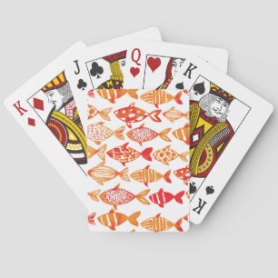 Jeu De Cartes Motif de poisson d'aquarelle orange vif