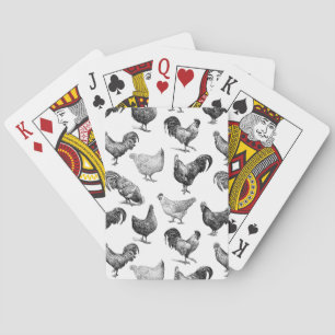 Jeu De Cartes Motif de poulet de la ferme Retro Country