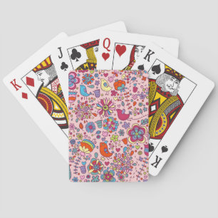Jeu De Cartes Motif de printemps avec fleurs colorées