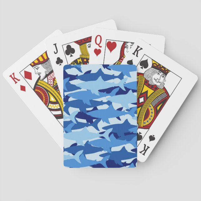 Jeu De Cartes Motif de requin bleu (dos)