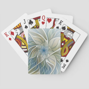 Jeu De Cartes Motif de rêve floral Abstrait Bleu Kaki Fractal