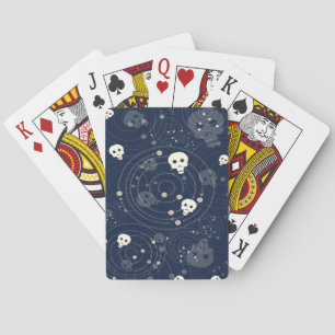 Jeu De Cartes Motif de silhouette du crâne bleu cosmique