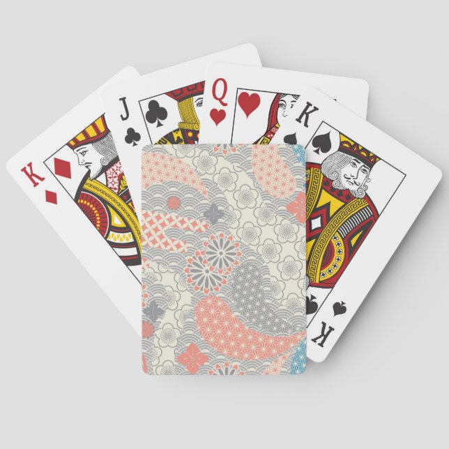 Jeu De Cartes Motif de style japonais. Illustration (dos)