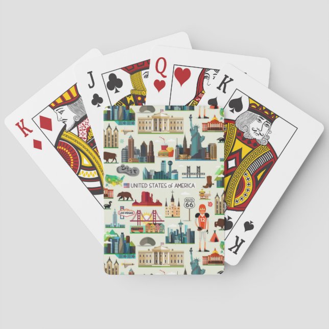 Jeu De Cartes Motif de symboles des Etats-Unis (dos)