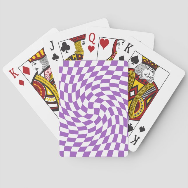 Jeu De Cartes Motif de tableau de À damiers violet et blanc (dos)