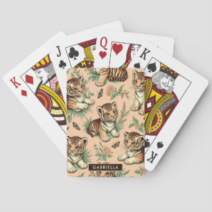 Jeu De Cartes Motif de tigre de bébé Vintage